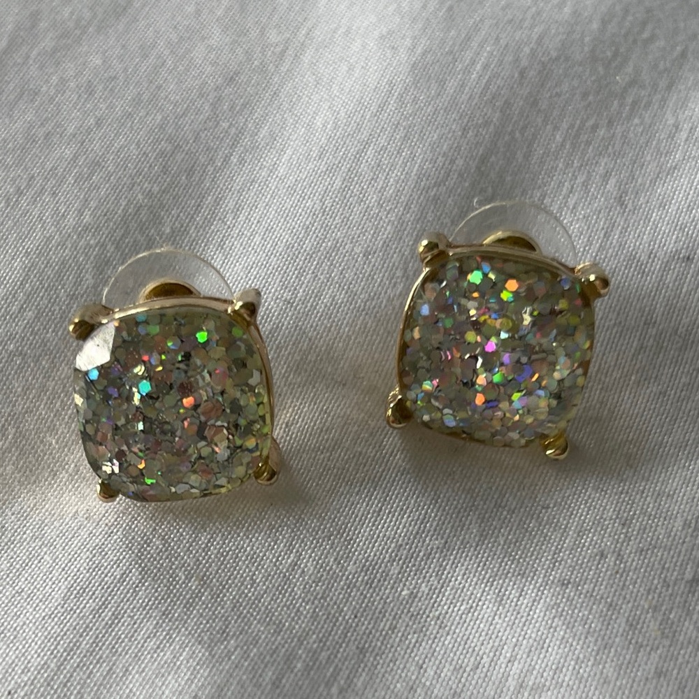 Elegant Gold and Silver Stud Earrings - Barely Worn
